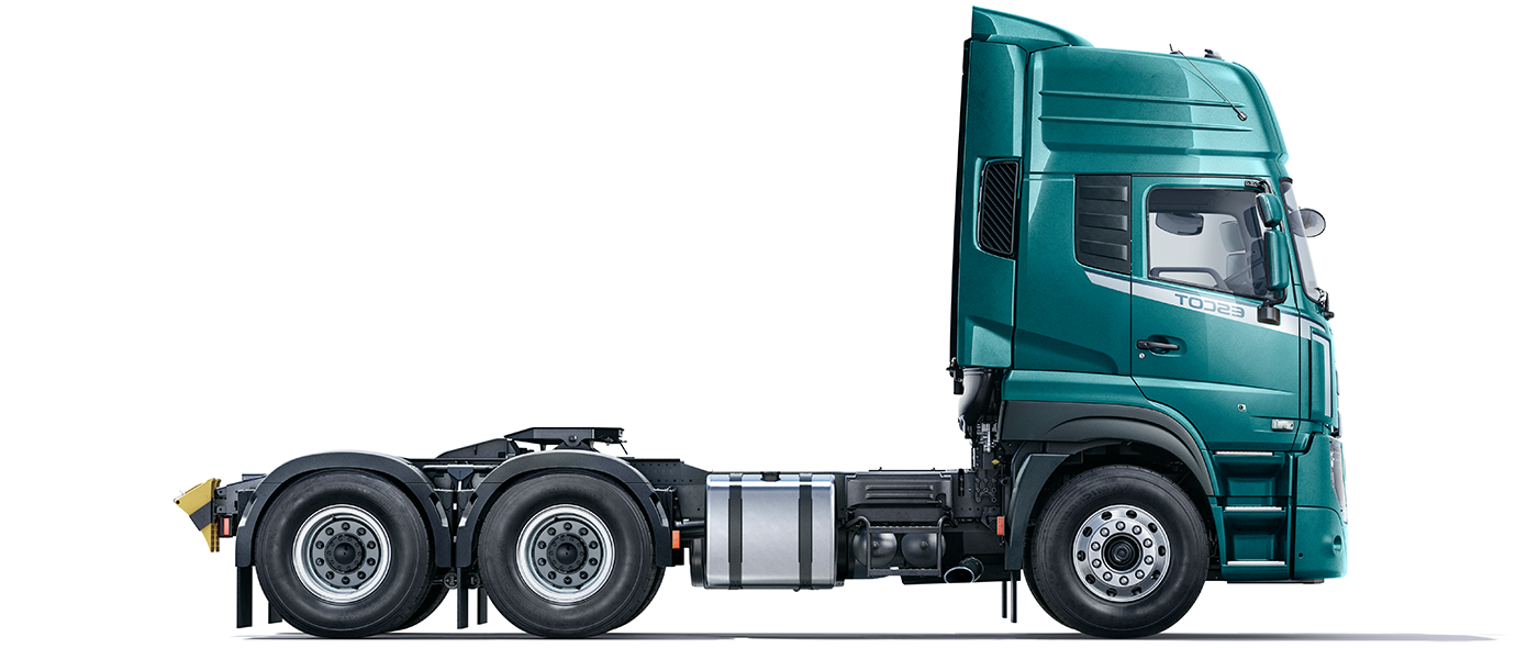 รถหัวลากสีเขียวด้านข้าง ไม่มีตู้บรรทุก