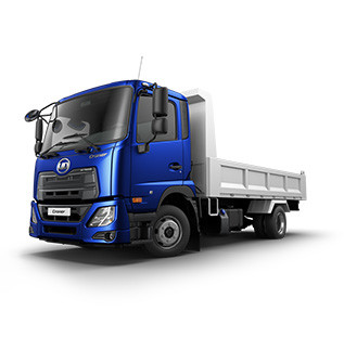 Xe tải màu xanh dương trên nền trắng.