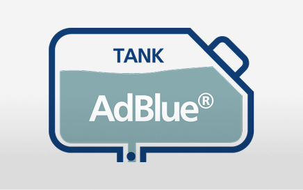 Graphic ng tangke na may label na "TANK AdBlue" sa asul na background.